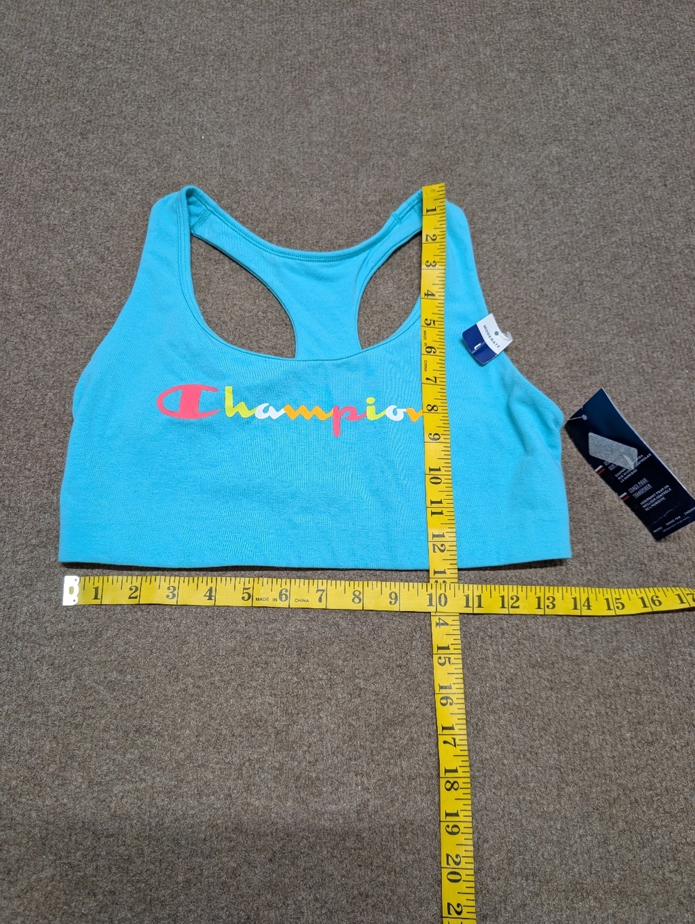 New CHAMPION The Authentic Racerback Sports Bra Multicolor Logo (Large) - Picture 11 of 11